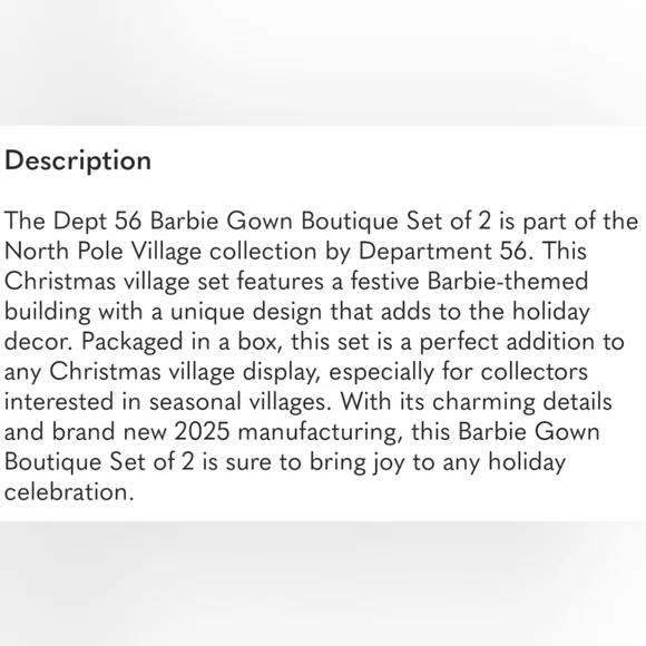 Dept 56 North Pole Series Barbie Gown Boutique - Picture 5 of 5
